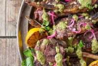 Grilled Lamb Chops with Emerald Pistachio Mint Pesto