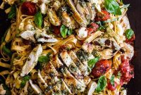 Fresh Caprese Pesto Chicken Pasta