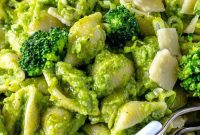 Healthy Mediterranean Smashed Broccoli Pasta