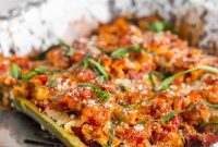Cheesy Chicken Parm Zucchini Boats