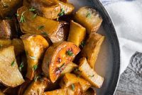 Golden Roasted White Sweet Potatoes with Honey-Cinnamon Drizzle