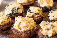 Cheesy Spinach Artichoke Stuffed Mushroom Caps