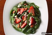 Pomegranate Drizzled Strawberry Spinach Goat Cheese Salad