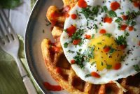 Cheesy Sausage Cornmeal Waffles