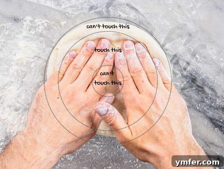 Perfect Ooni Pizza Dough Formula 52 pressing down the dough instructions