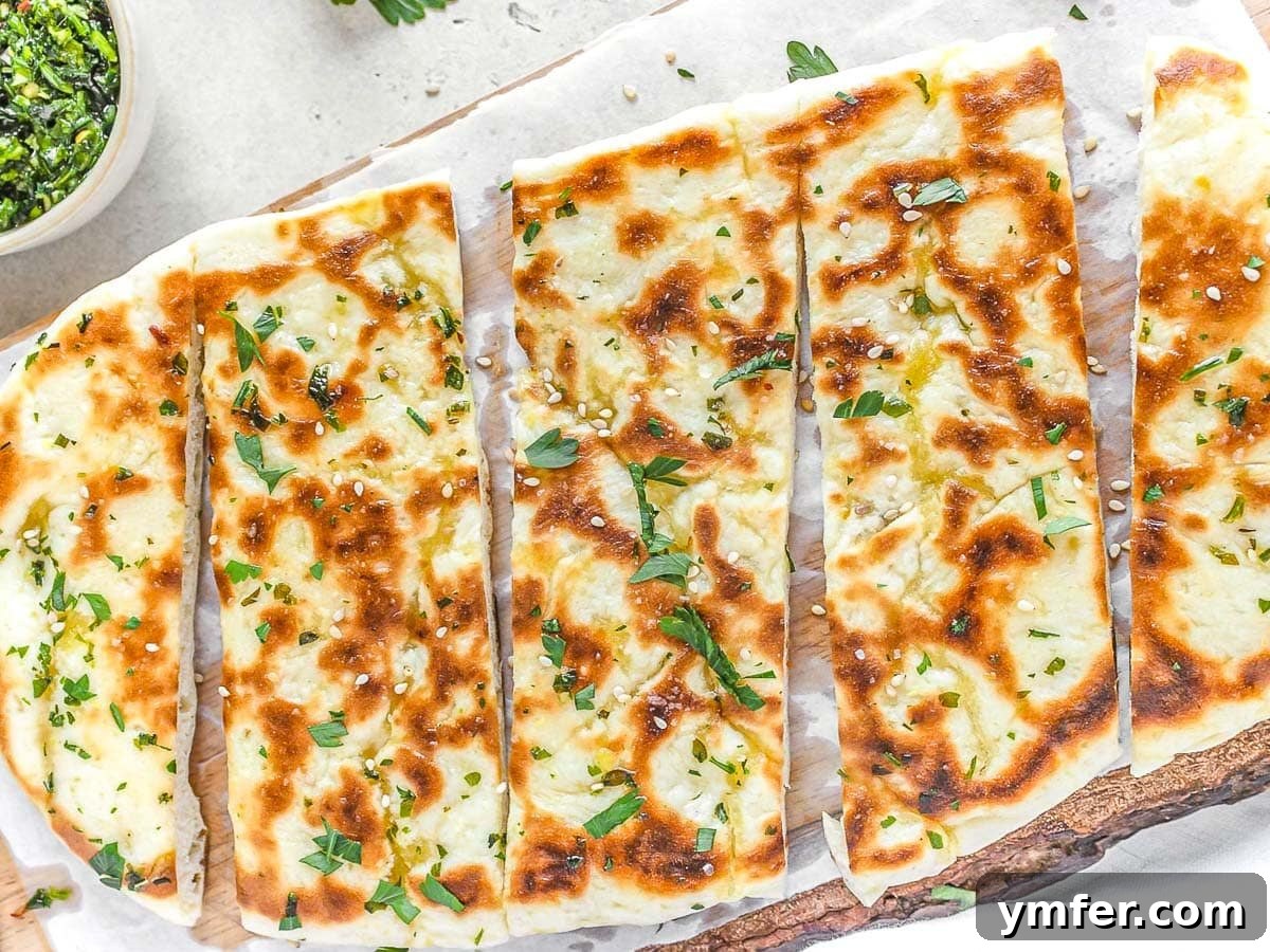 Healthy Asian Kitchen 24 naan bread cooked on a cast iron skillet
