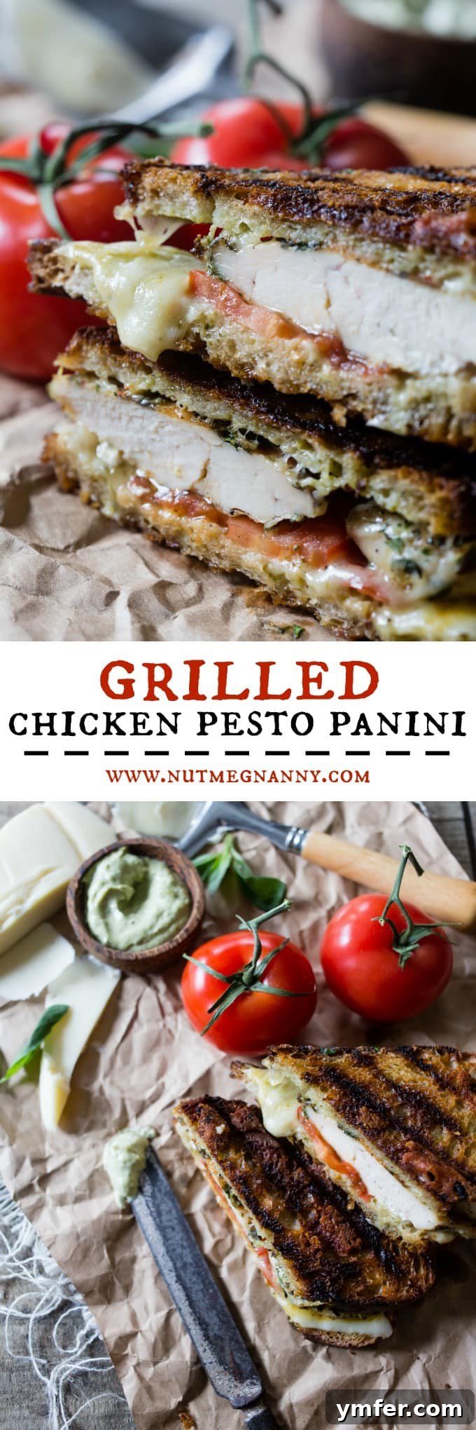 Sizzling Chicken Pesto Panini 6 A vibrant, delicious grilled chicken pesto panini, beautifully plated and ready to be enjoyed.