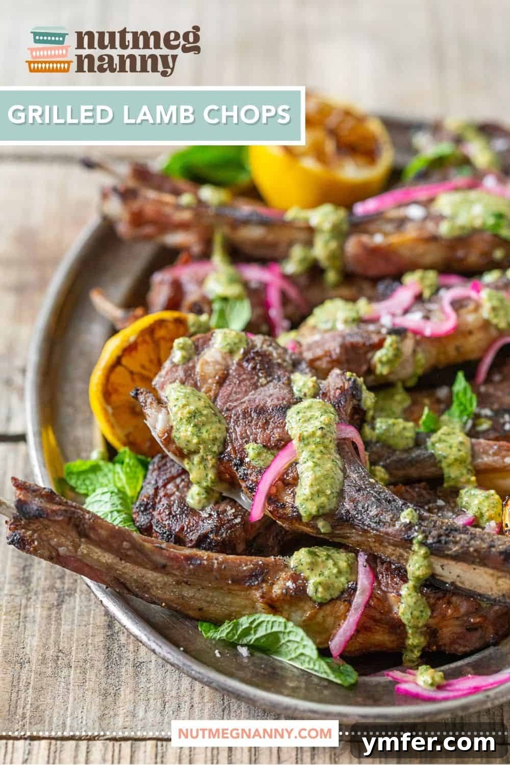 Grilled Lamb Chops with Emerald Pistachio Mint Pesto 7 Grilled Lamb Chops with Pistachio Mint Pesto pin for Pinterest.