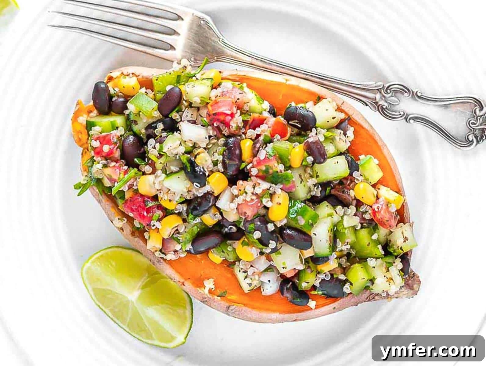 Mastering Perfectly Cooked Quinoa 10 Microwave sweet potato with black bean topping and quinoa, a quick and healthy meal.