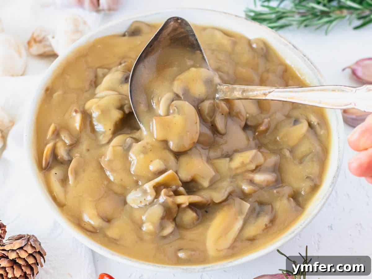 30 Dutch Oven Feasts 16 Mushroom gravy with garlic and rosemary on the side