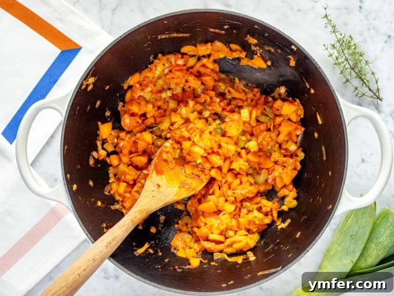 Tomato paste and rhyme added to the flavor base.