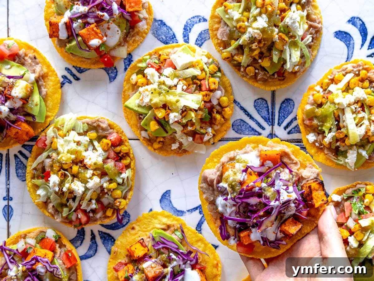 Crispy Topped Tortilla Delights 8 A step-by-step guide showing how to layer ingredients onto a tostada shell to create a delicious meal.