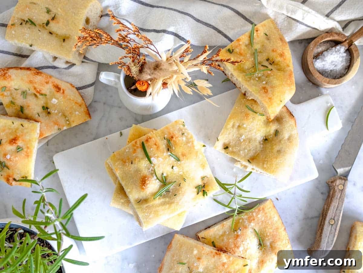 Golden Olive Oil Flatbread 6 Schiacciata slices with salt and fresh rosemary