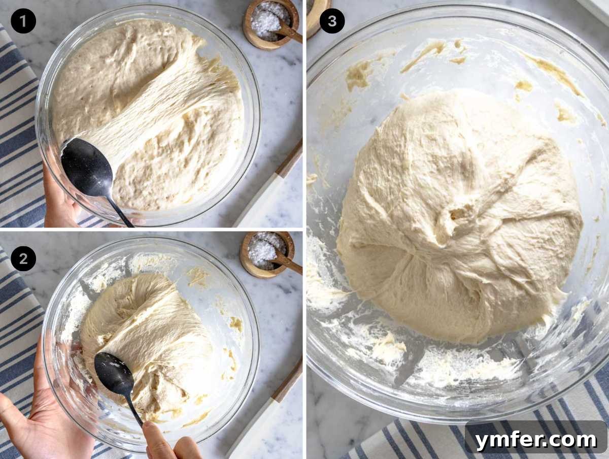 Golden Olive Oil Flatbread 10 How to fold the dough from the outside to the inside.