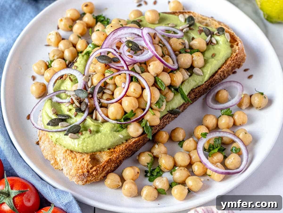 Fuel Your Morning: 30 Plant-Powered Breakfast Creations 5 Avocado toast with chickpeas