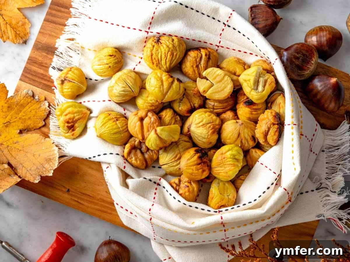 Fireside Roasted Chestnuts 12 Golden baked chestnuts in a cloth, beautifully roasted.
