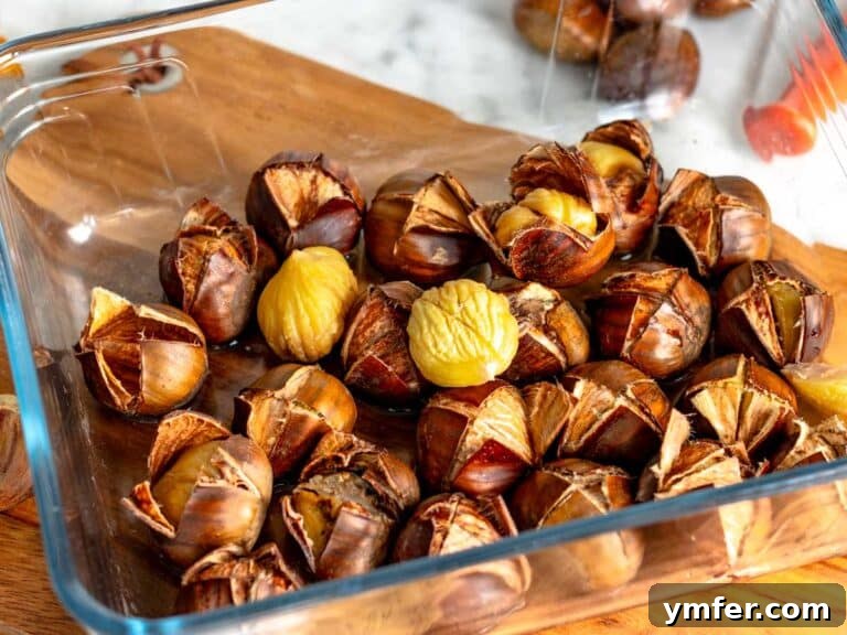 Chestnuts cooked in the microwave.
