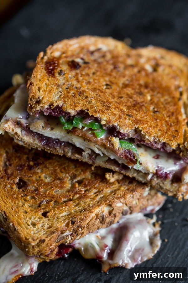 Berry Blaze Chicken Bacon Melt 5 This mixed berry chicken bacon jalapeno grilled cheese is the perfect way to spice up your sandwich routine. It’s sweet and savory with just a hint of heat. Trust me, you’ll love this delicious melty sandwich.