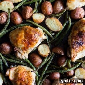 The ultimate one-pan Sheet Pan Chicken and Potato Dinner with fresh green beans.