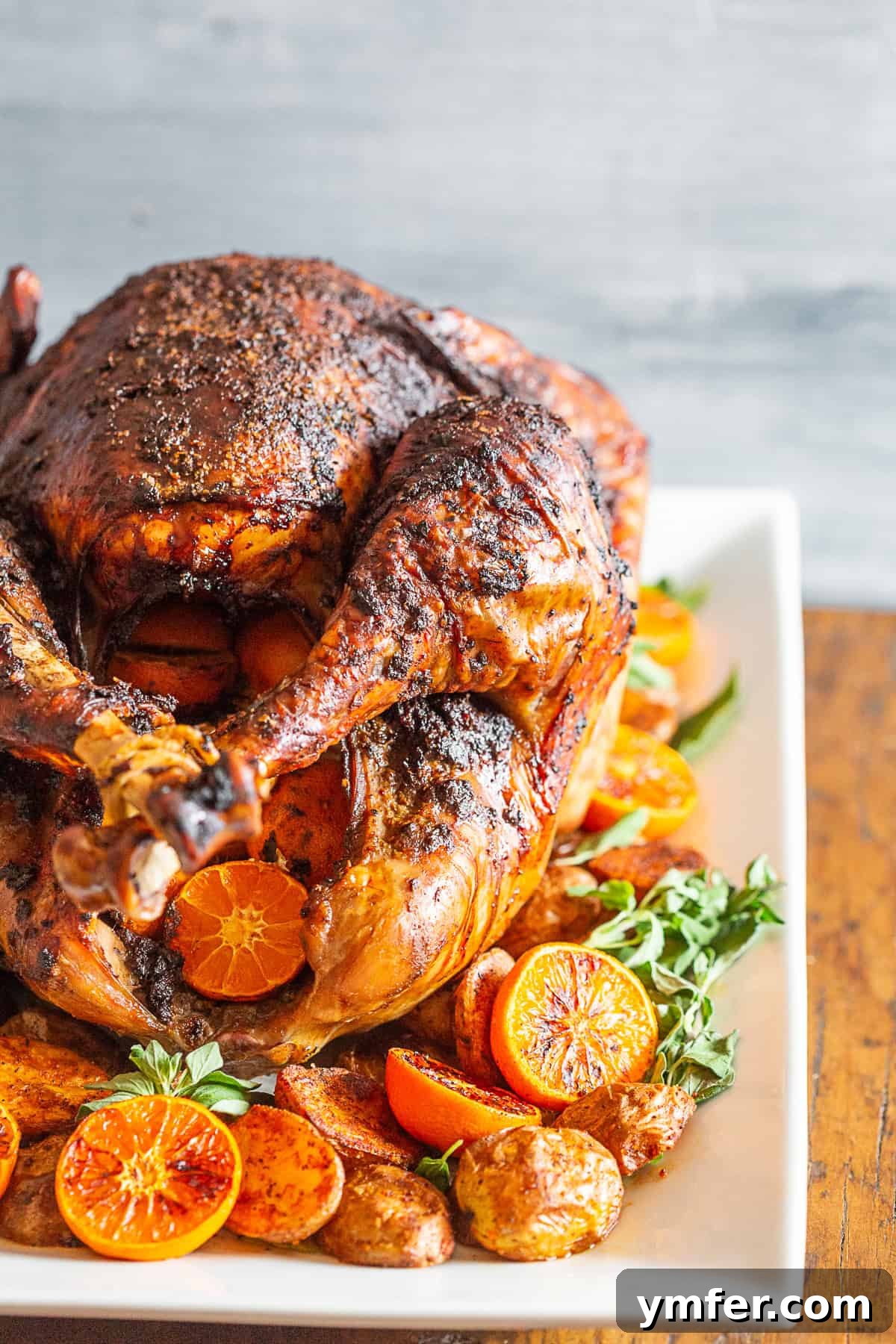Classic Adobo Turkey 2 Adobo Butter Turkey sitting on a platter.