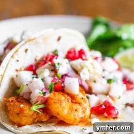 Shrimp Tacos with Apple Pomegranate Salsa