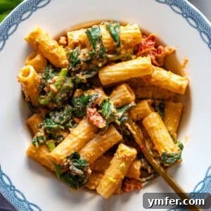 Sun-dried tomato pasta, a creamy and quick dinner idea.