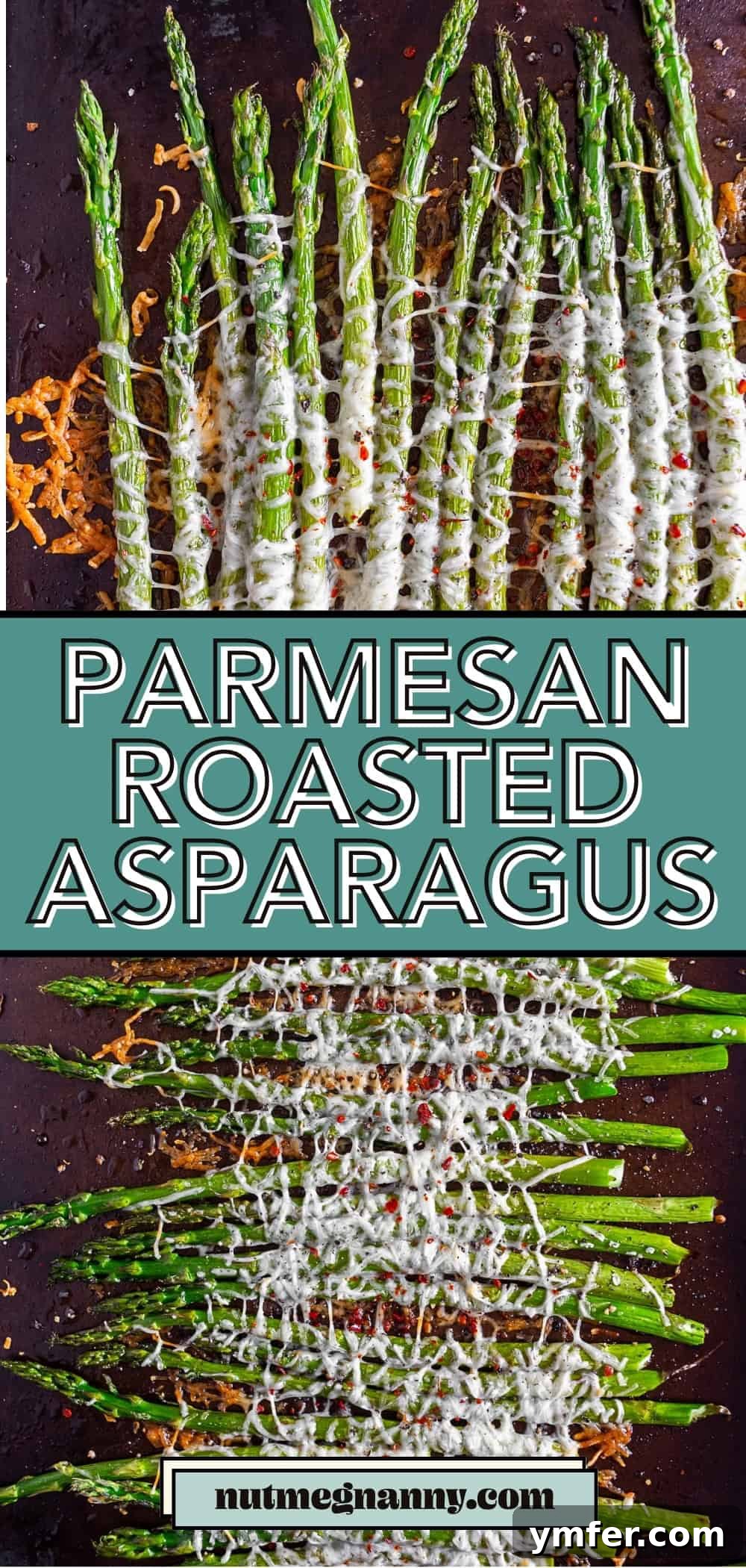 Crispy Parmesan Roasted Asparagus 7 Parmesan Roasted Asparagus pin for Pinterest. A long, vertical image ideal for pinning.