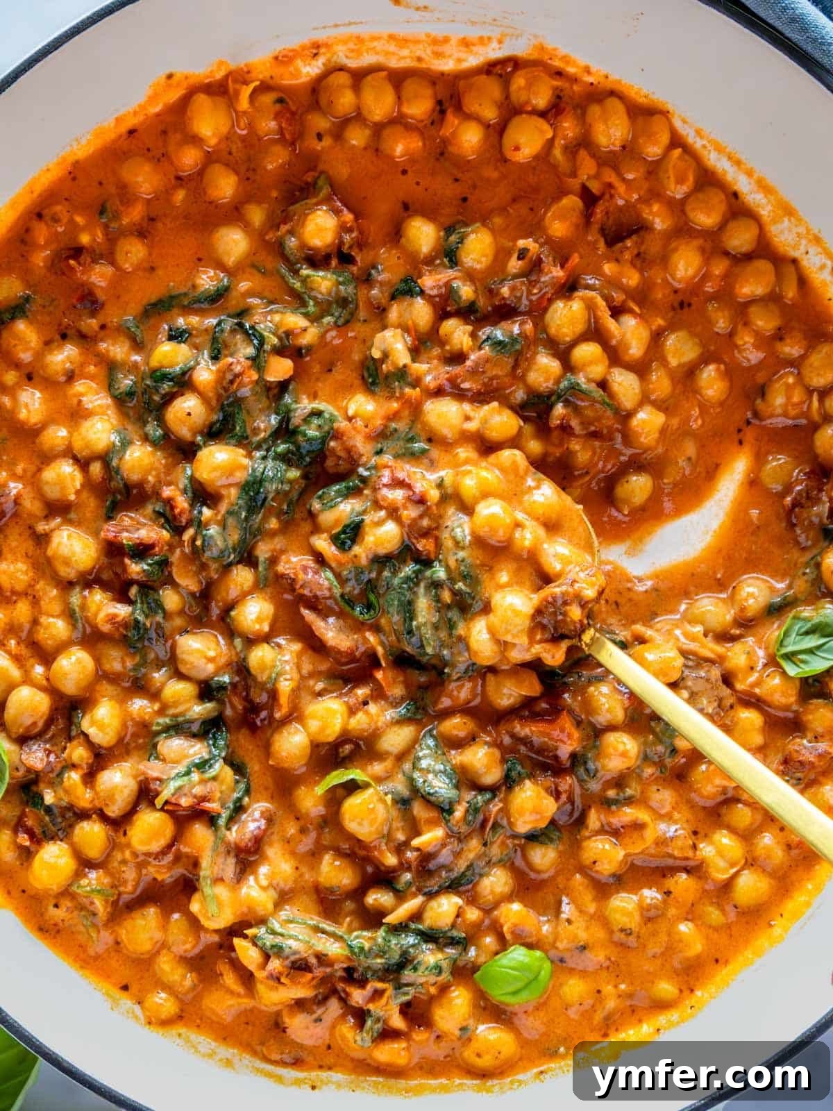 Soulmate Chickpeas 2 Marry me chickpeas with vibrant spinach, ready to be served.