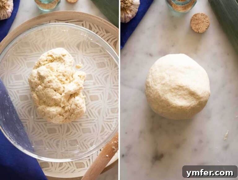 Flaky Stuffed Paratha Perfection 13 Dough for paratha before and after kneading.