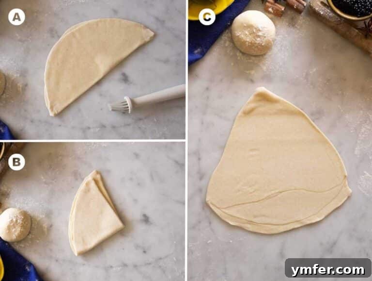 Flaky Stuffed Paratha Perfection 15 How to make a triangle fold.