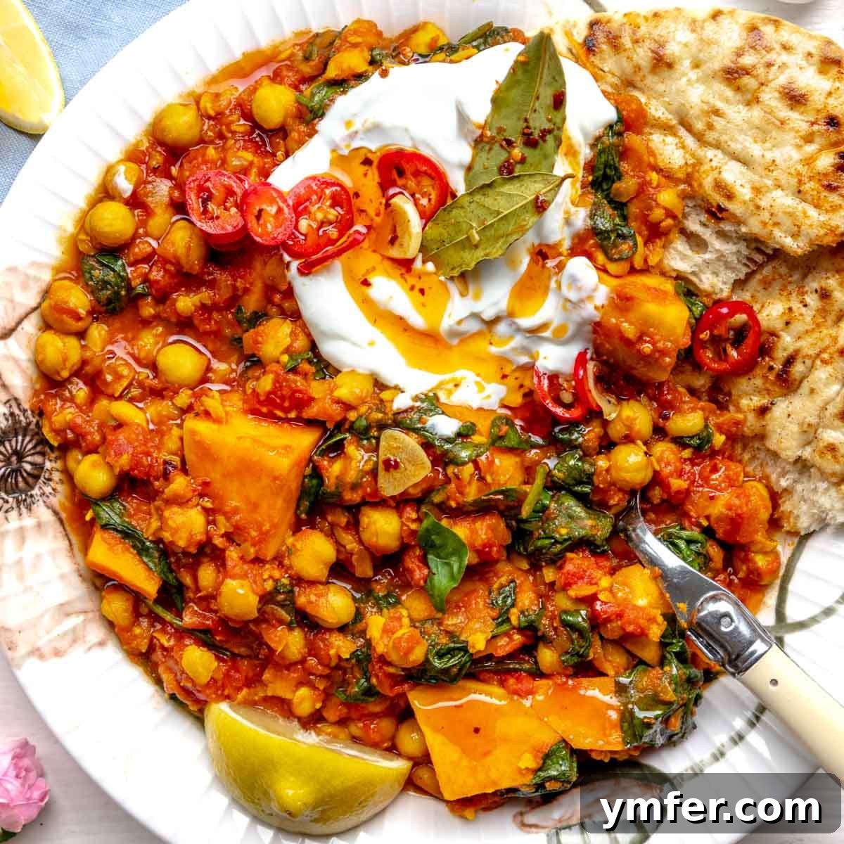 High Satisfaction Low-Calorie Meals 12 A steaming bowl of hearty chickpea stew.