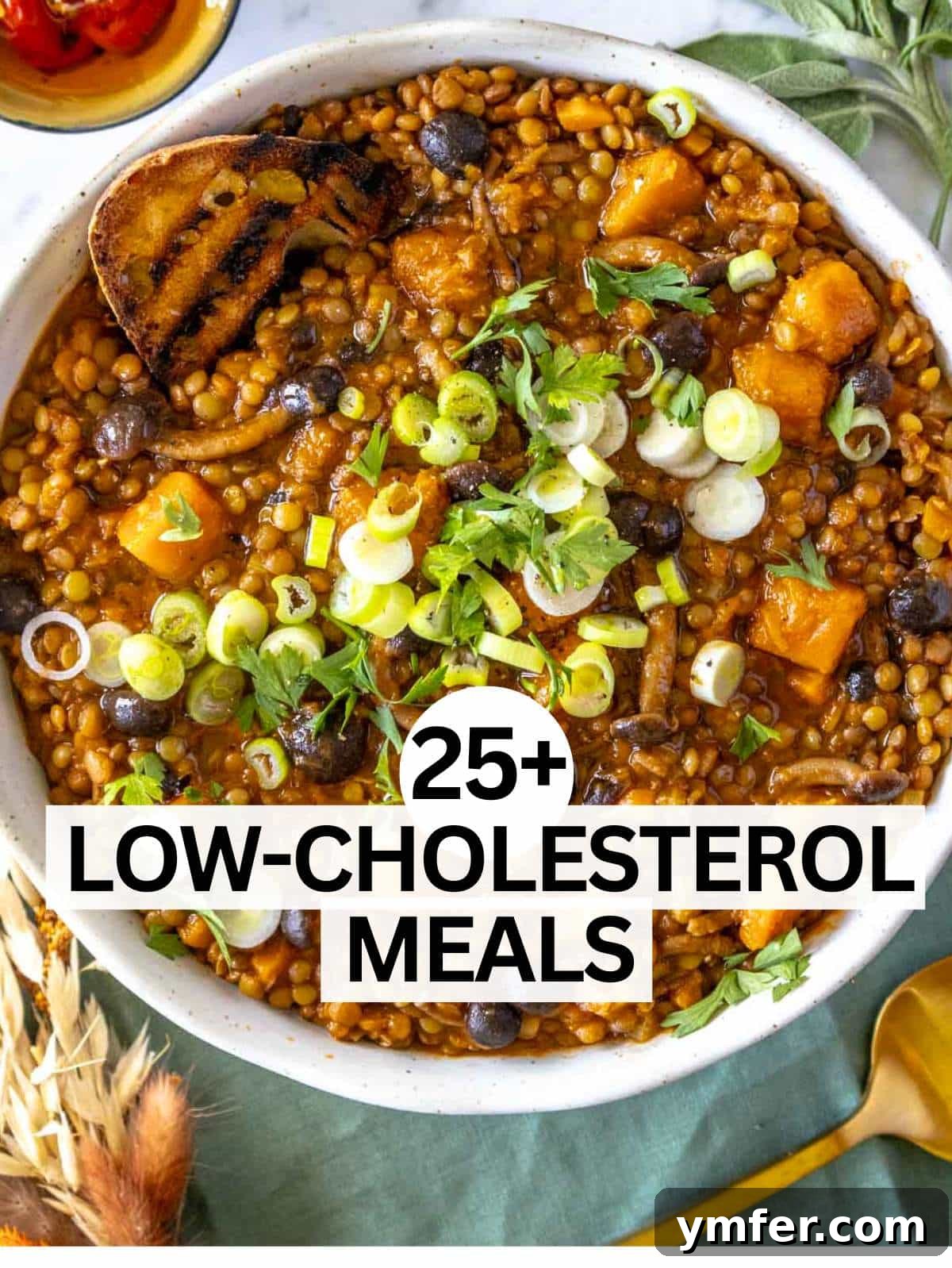 Heart-Smart Meals 2 Low cholesterol recipes. A vibrant plant-based dish with fresh ingredients, representing healthy eating.