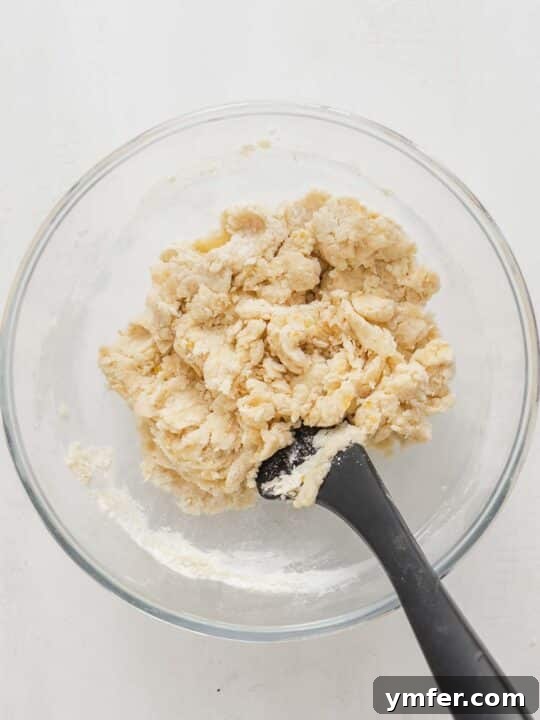 Castagnole Italian Carnival Fritters 9 Castagnole dough before kneading, showcasing its initial shaggy texture