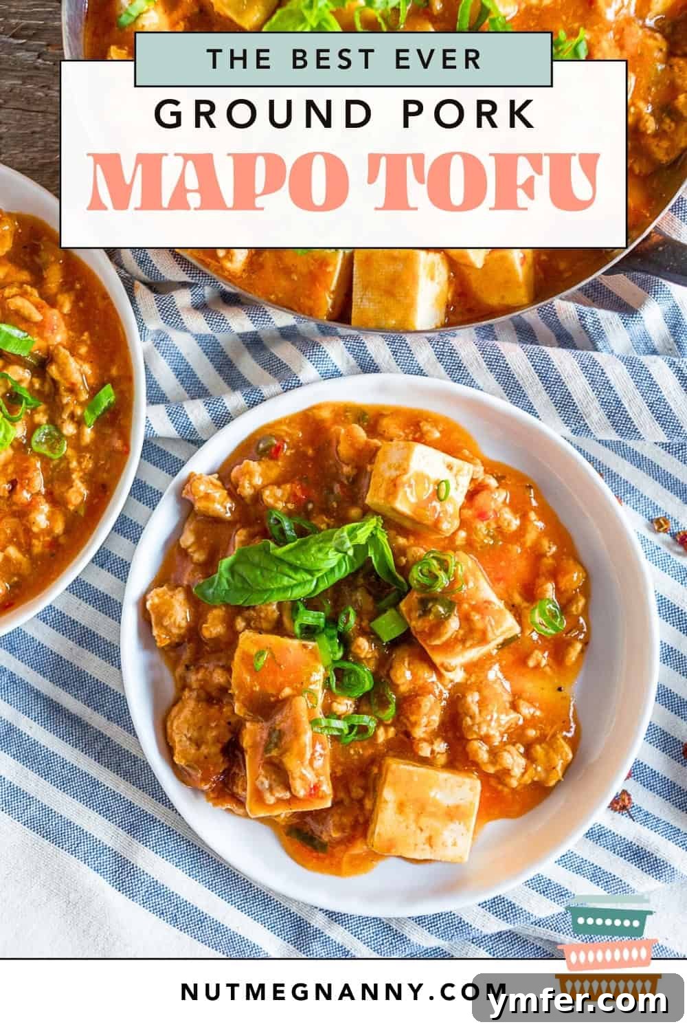 Spicy Minced Pork Mapo Tofu 8 A graphic design image for Mapo Tofu, possibly for social media sharing, highlighting key ingredients.