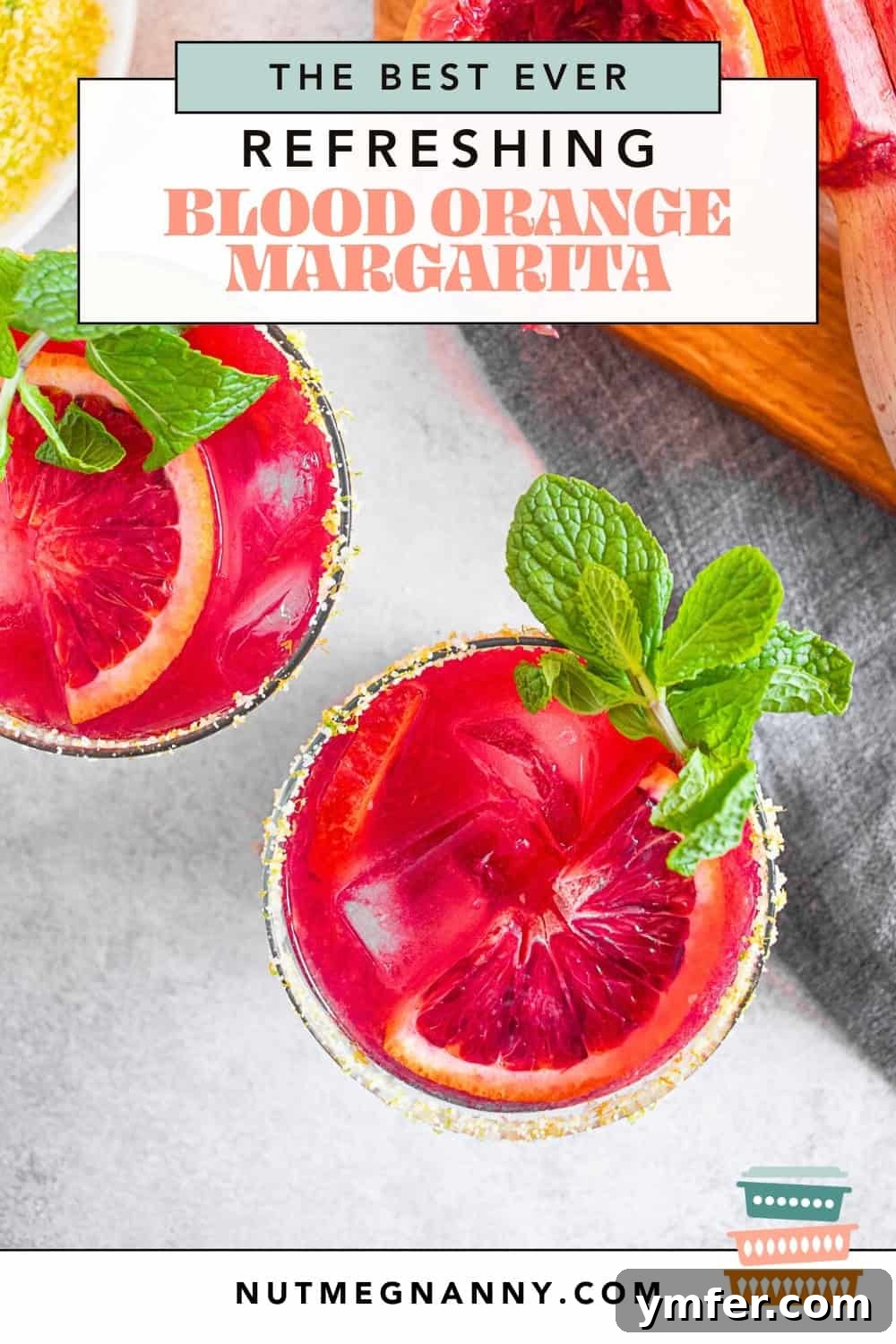 Ruby Red Margarita 8 Blood Orange Margarita pin for Pinterest, graphic design format.