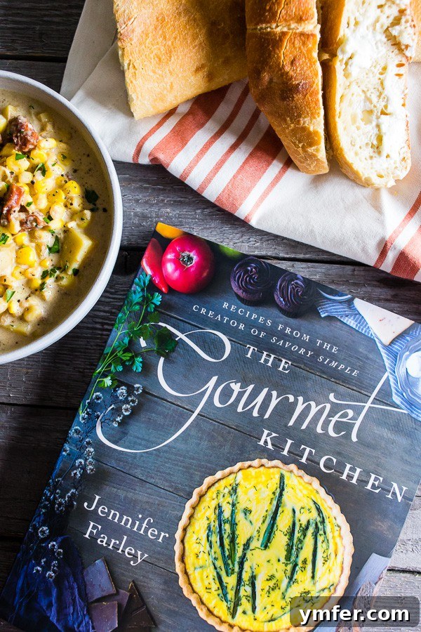 Golden Andouille Harvest Chowder 3 This Andouille Corn Chowder is a perfect winter comfort food. Slightly spicy, full of flavor and a total crowd pleaser. Plus, it's ready in under an hour so you can make this delicious soup during the crazy weeknight dinner rush.