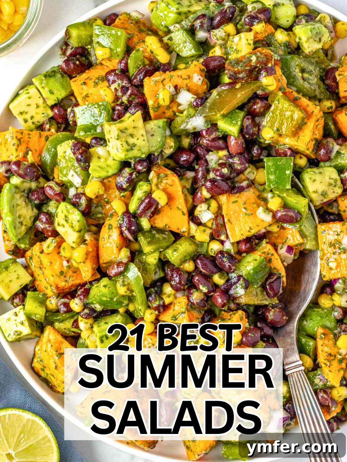 21 Fresh & Flavorful Summer Salads 2 Selection of vibrant summer salads, showcasing fresh ingredients and colorful presentations.