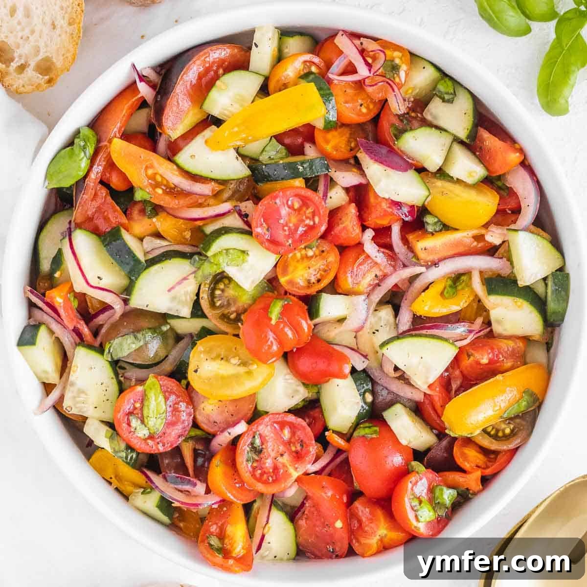 21 Fresh & Flavorful Summer Salads 7 Cucumber tomato salad with red onion and fresh herbs.