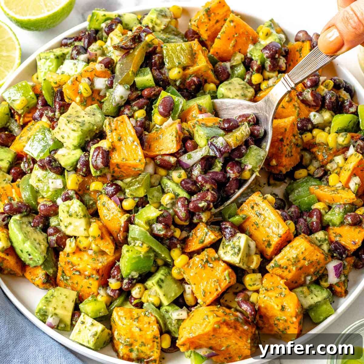 30 Delectable Picnic Recipes 12 A generous black bean salad artfully arranged on a serving platter, ready to be enjoyed.