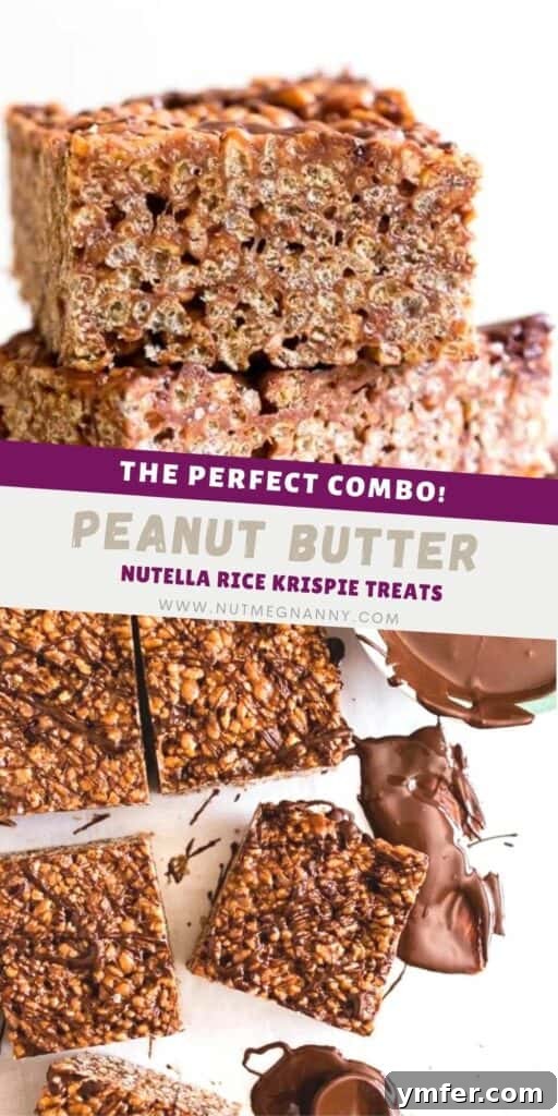 Nutella Peanut Butter Krispie Dream Bars 6 Peanut Butter Nutella Rice Krispie Treats pin for pinterest.
