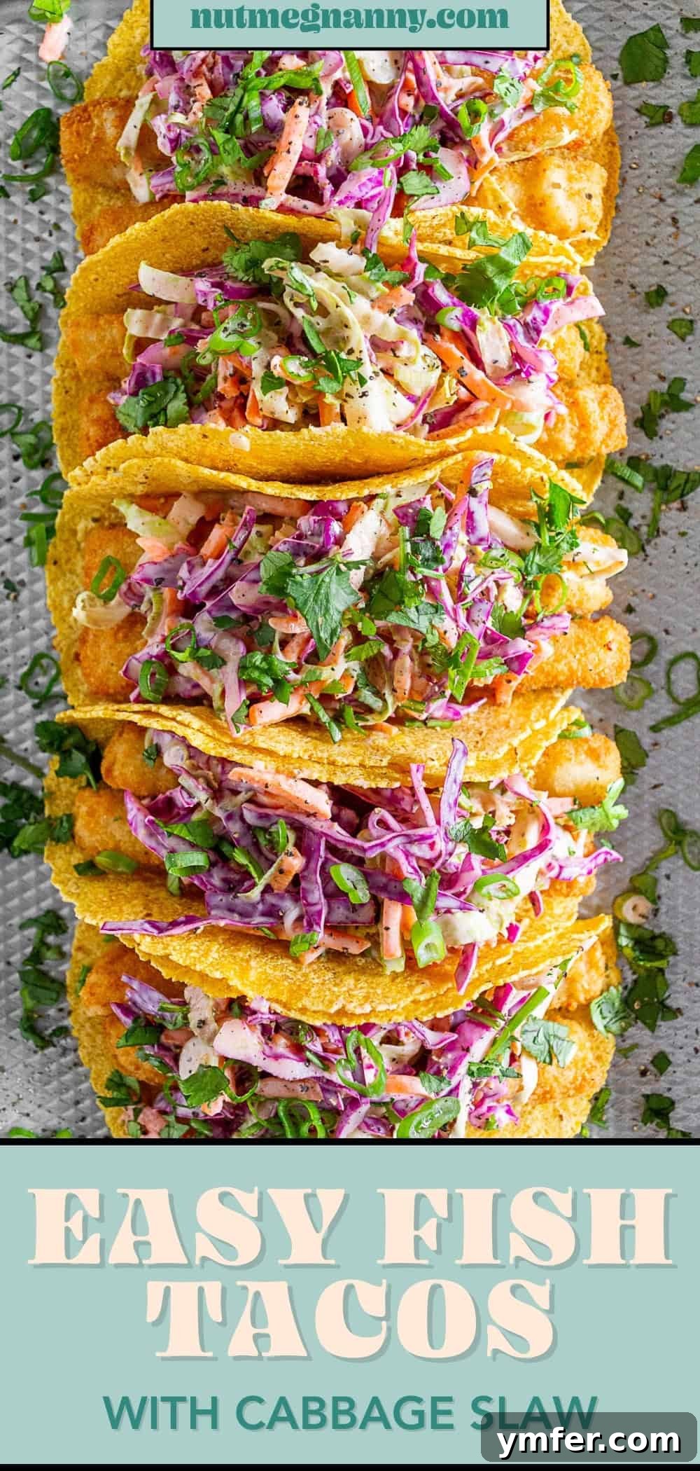 No-Fuss Fish Tacos 7 Easy Fish Tacos pin for Pinterest, long vertical image.