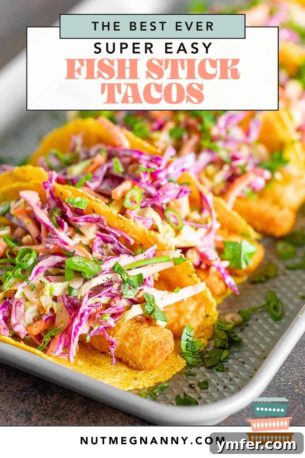 No-Fuss Fish Tacos 8 Easy Fish Tacos pin for Pinterest, square graphic image.