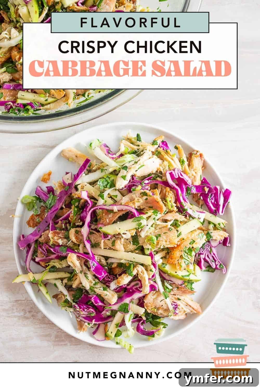 Vibrant Crispy Chicken Slaw 7 Crispy Chicken Cabbage Salad graphic pin for Pinterest, showcasing the final dish.