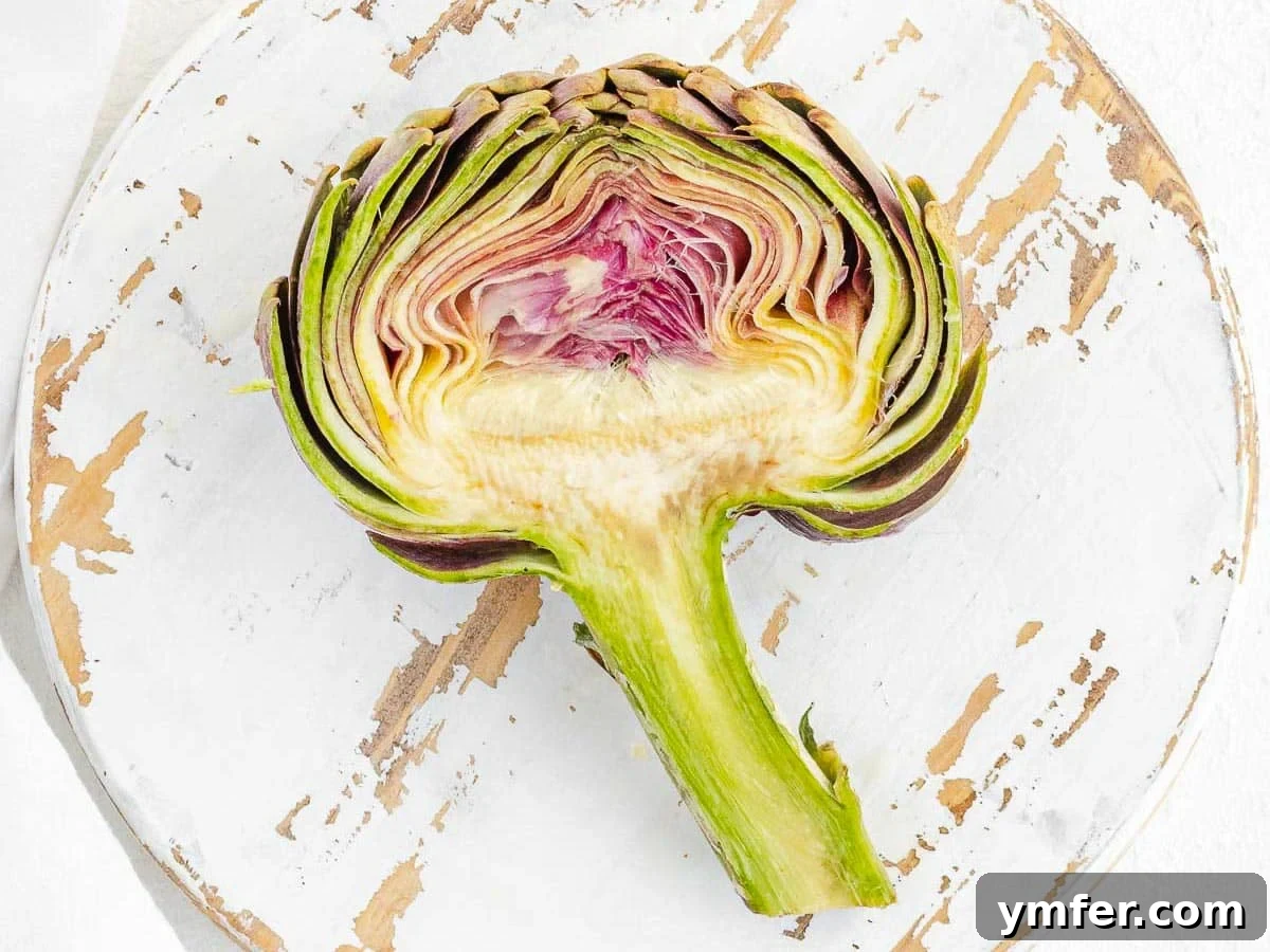 Simple Artichoke Recipes and Cooking Tips 34 Artichoke cut open