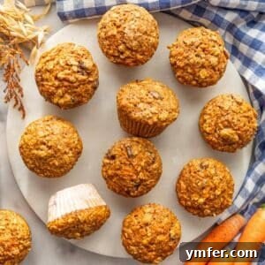 Healthy carrot muffins arranged on table for an easy clean eating breakfast.