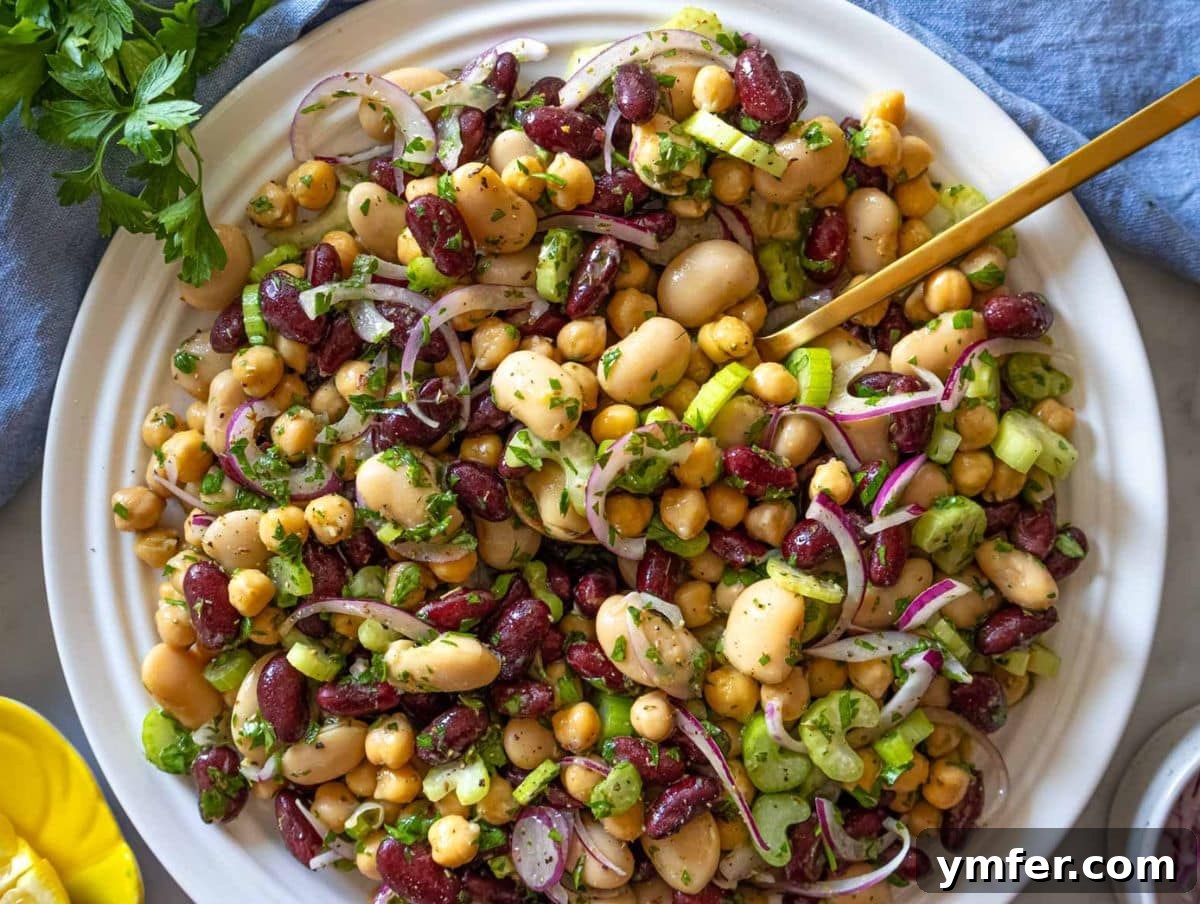 25 Affordable and Healthy Mediterranean Diet Meals 18 Easy 3 bean salad recipe served for meal prep picnic or quick dinner.
