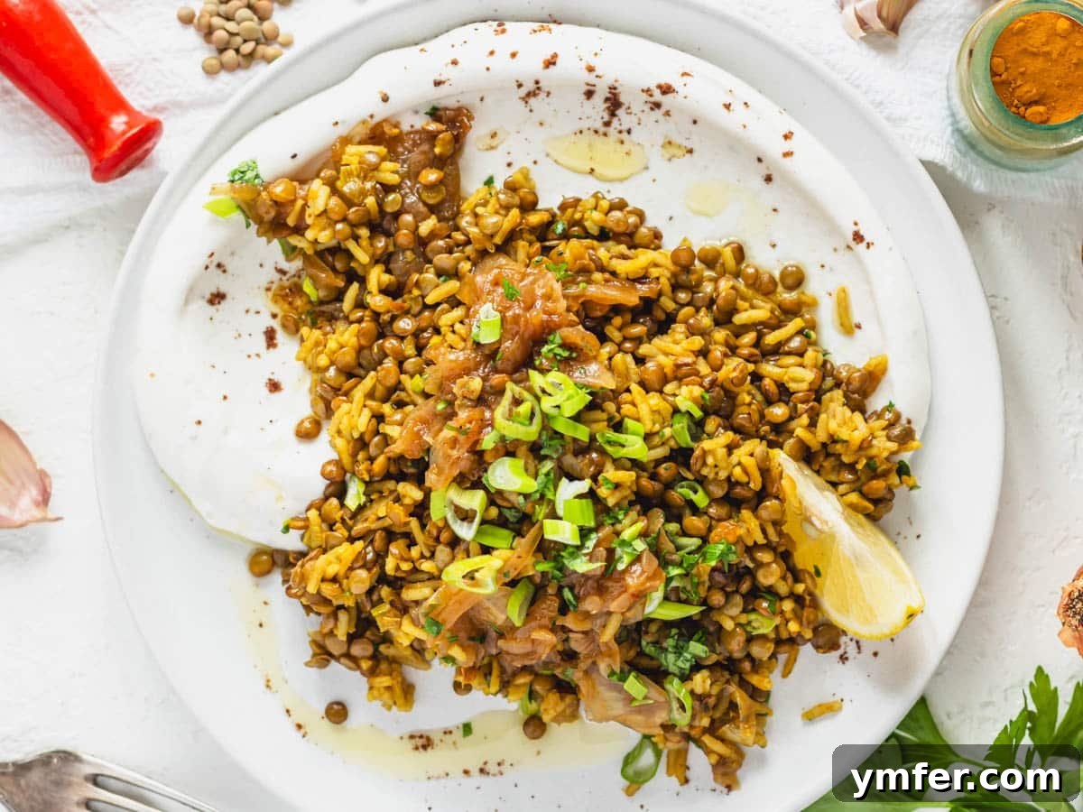 25 Affordable and Healthy Mediterranean Diet Meals 25 Mujadara with yogurt and a wedge of lemon