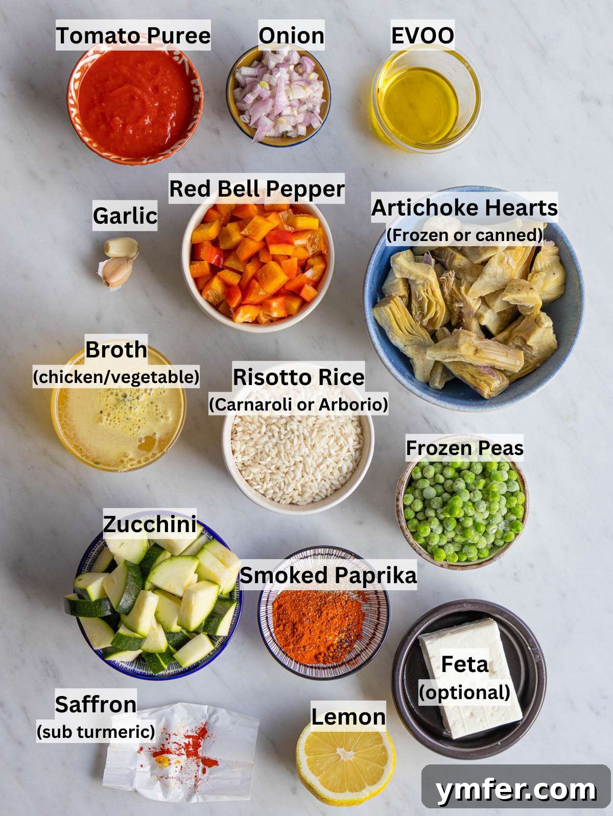 Effortless One-Pan Vegetable Paella 3 Ingredients photo Fresh vegetables rice broth and spices for quick sheet pan Vegetable Paella.