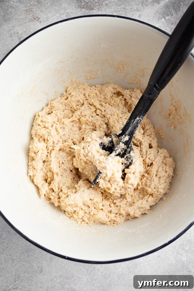 Slovak Bryndza Potato Dumplings 6 Potato halusky dumpling dough in a bowl.