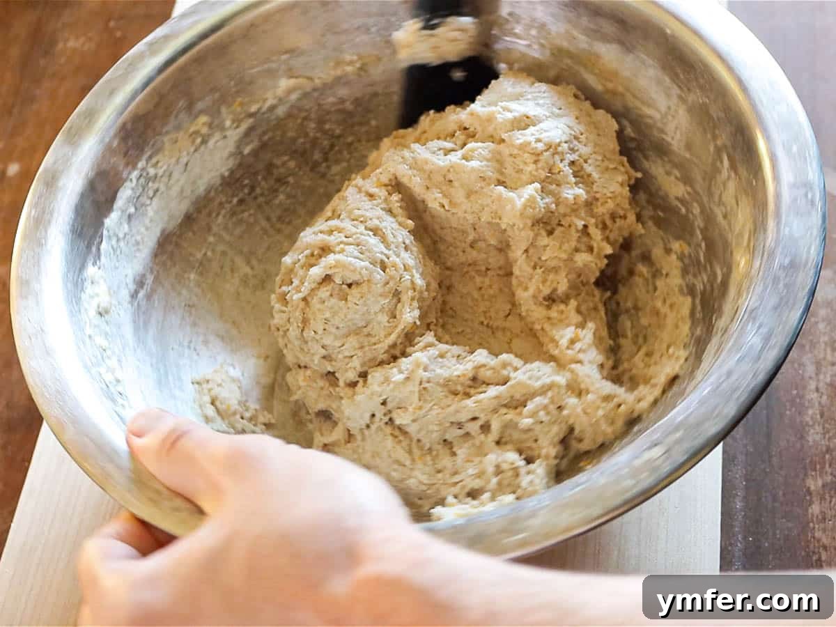 Heavenly Vegan Brioche 6 The initial stage of vegan brioche dough in a mixing bowl, just after combining ingredients.